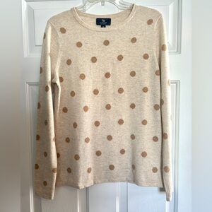 Lands' End Beige Polka Dot Cashmere Sweater